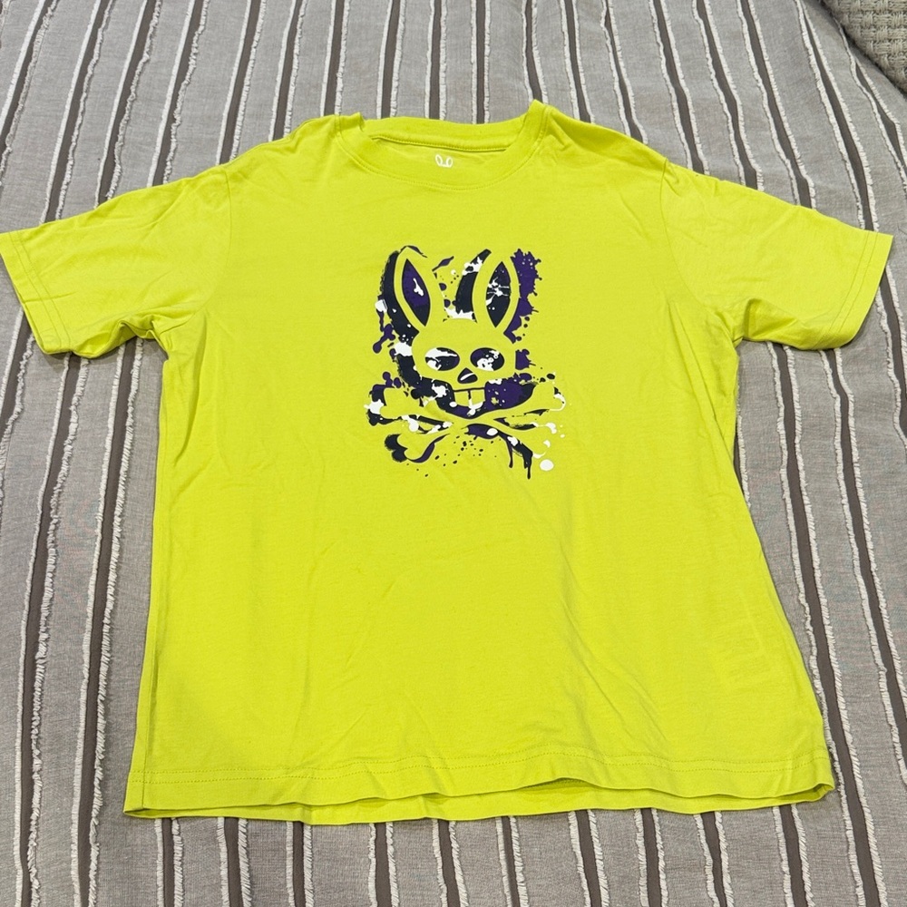 Boys SZ L PSYCHO BUNNY Yellow Graphic T-Shirt